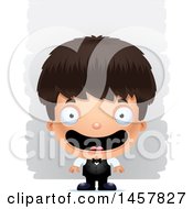 Clipart Of A 3d Happy Hispanic Boy Waiter Over Strokes Royalty Free Vector Illustration