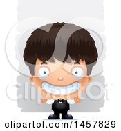 Clipart Of A 3d Grinning Hispanic Boy Waiter Over Strokes Royalty Free Vector Illustration