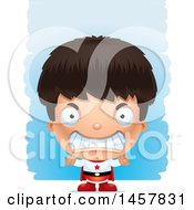 Clipart Of A 3d Mad Hispanic Boy Super Hero Over Strokes Royalty Free Vector Illustration