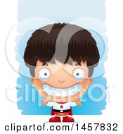 Poster, Art Print Of 3d Grinning Hispanic Boy Super Hero Over Strokes