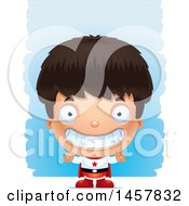 Clipart Of A 3d Grinning Hispanic Boy Super Hero Over Strokes Royalty Free Vector Illustration