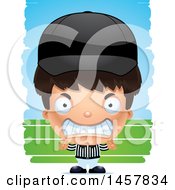 Clipart Of A 3d Mad Hispanic Boy Referee Over Strokes Royalty Free Vector Illustration