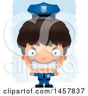 Clipart Of A 3d Mad Hispanic Boy Police Officer Over Strokes Royalty Free Vector Illustration