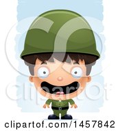 Poster, Art Print Of 3d Happy Hispanic Boy Army Soldier Over Strokes