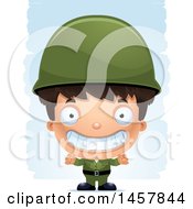 Poster, Art Print Of 3d Grinning Hispanic Boy Army Soldier Over Strokes