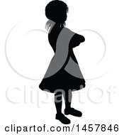 Clipart Of A Black Silhouetted Girl With Folded Arms Royalty Free Vector Illustration