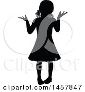 Clipart Of A Black Silhouetted Girl Shrugging Royalty Free Vector Illustration