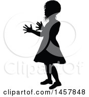 Clipart Of A Black Silhouetted Girl Royalty Free Vector Illustration