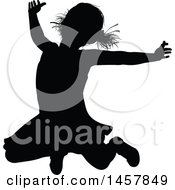Clipart Of A Black Silhouetted Girl Jumping Royalty Free Vector Illustration