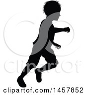 Clipart Of A Black Silhouetted Boy Running Royalty Free Vector Illustration