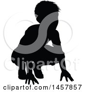 Poster, Art Print Of Black Silhouetted Boy Crouching