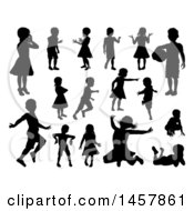 Poster, Art Print Of Black Silhouetted Girls And Boys