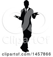 Poster, Art Print Of Black And White Silhouetted Business Man Shrugging