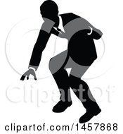 Clipart Of A Black And White Silhouetted Business Man Royalty Free Vector Illustration
