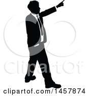 Poster, Art Print Of Black And White Silhouetted Business Man Pointing