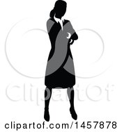 Clipart Of A Black And White Silhouetted Business Woman Royalty Free Vector Illustration