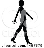 Poster, Art Print Of Black And White Silhouetted Business Woman Walking