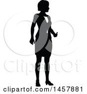 Clipart Of A Black And White Silhouetted Business Woman Royalty Free Vector Illustration