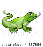Poster, Art Print Of Cartoon Green Komodo Dragon Lizard