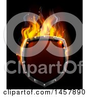 Poster, Art Print Of 3d Fiery Hot Shield On Black