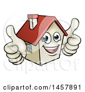 Poster, Art Print Of Cartoon Happy White Home Mascot Character Giving Two Thumbs Up