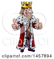 Clipart Of A King Giving Two Thumbs Up Royalty Free Vector Illustration