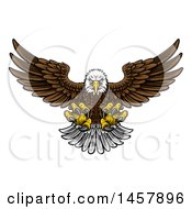 Poster, Art Print Of Cartoon Swooping American Bald Eagle With Talons Extended Flying Forward