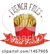 Clipart Of A Sketched French Fries Design Royalty Free Vector Illustration