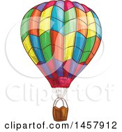 Clipart Of A Sketched Hot Air Balloon Royalty Free Vector Illustration