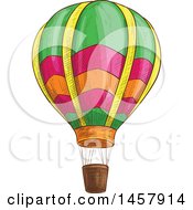 Clipart Of A Sketched Hot Air Balloon Royalty Free Vector Illustration