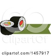 Clipart Of A Sushi Roll And Banner Royalty Free Vector Illustration