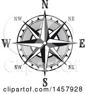 Poster, Art Print Of Black And White Compass Rose