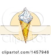 Clipart Of A Sketched Waffle Ice Cream Cone Design Royalty Free Vector Illustration