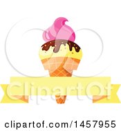 Clipart Of A Waffle Ice Cream Cone Design Royalty Free Vector Illustration