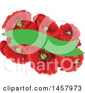 Clipart Of A Red Poppy Flower And Green Banner Design Element Royalty Free Vector Illustration