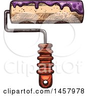 Clipart Of A Sketched Roller Paint Brush Royalty Free Vector Illustration
