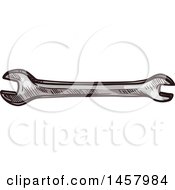 Clipart Of A Sketched Wrench Royalty Free Vector Illustration