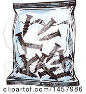 Clipart Of A Sketched Bag Of Screws Royalty Free Vector Illustration
