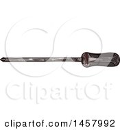 Clipart Of A Sketched Screwdriver Royalty Free Vector Illustration