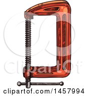 Clipart Of A Sketched Clamp Royalty Free Vector Illustration