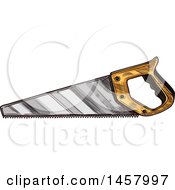 Clipart Of A Sketched Hand Saw Royalty Free Vector Illustration