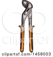 Poster, Art Print Of Sketched Pair Of Groove Joint Pliers