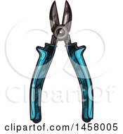 Clipart Of A Sketched Pair Of Pliers Royalty Free Vector Illustration