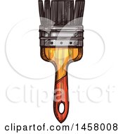 Clipart Of A Sketched Paintbrush Royalty Free Vector Illustration