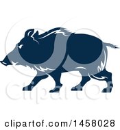 Poster, Art Print Of Blue Razorback Boar Mascot In Profile