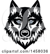 Poster, Art Print Of Black And White Wolf Mascot Face