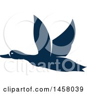 Clipart Of A Blue Flying Duck Royalty Free Vector Illustration