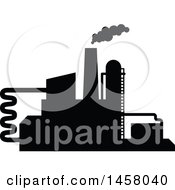 Clipart Of A Black Silhouetted Factory Royalty Free Vector Illustration