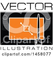 Clipart Of A Tablet For Illustrating And Stylus And Text Royalty Free Vector Illustration