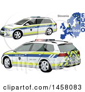 Poster, Art Print Of Slovene Police Car With A Map And Euro Police Text